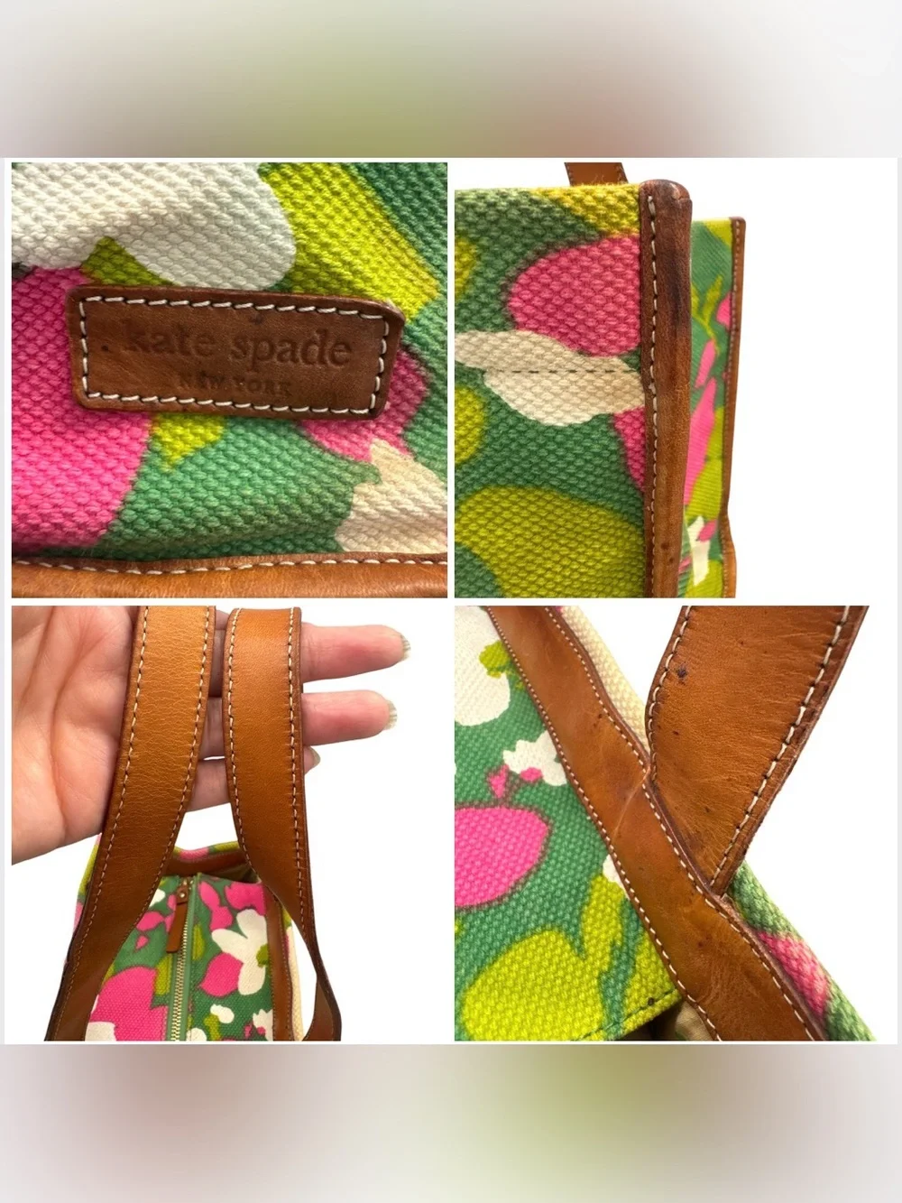 Vintage Kate Spade Boho Retro Summer Spring Floral Handbag Tote **Fair READ**
